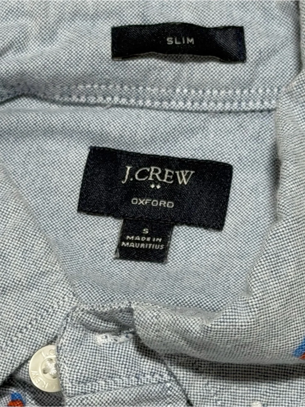 J. Crew Light Blue Oxford with Nautical Flag Print